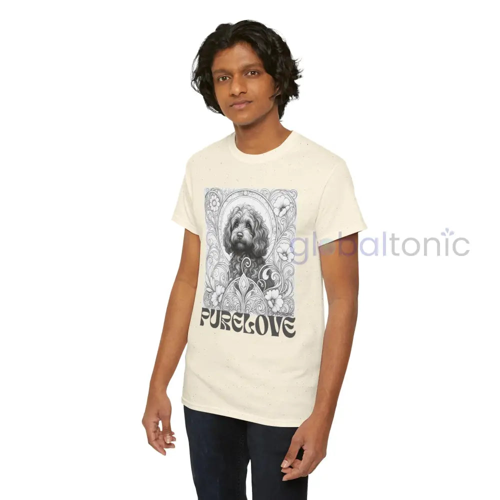 Strawberry Cavapoo (Cavoodle) Vintage Unisex Cotton Tee for Dog Lovers (Black & White) T-Shirt