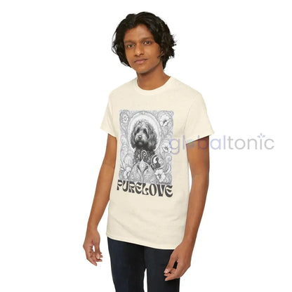 Strawberry Cavapoo (Cavoodle) Vintage Unisex Cotton Tee for Dog Lovers (Black & White) T-Shirt