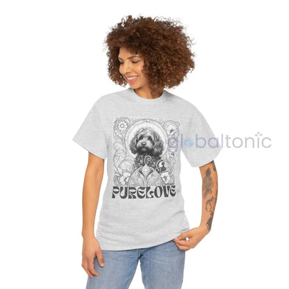 Strawberry Cavapoo (Cavoodle) Vintage Unisex Cotton Tee for Dog Lovers (Black & White) T-Shirt