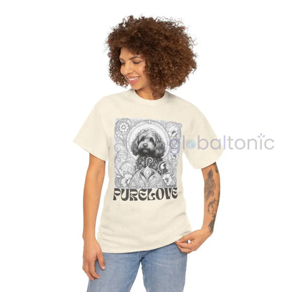 Strawberry Cavapoo (Cavoodle) Vintage Unisex Cotton Tee for Dog Lovers (Black & White) T-Shirt