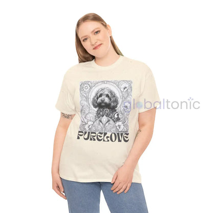 Strawberry Cavapoo (Cavoodle) Vintage Unisex Cotton Tee for Dog Lovers (Black & White) T-Shirt
