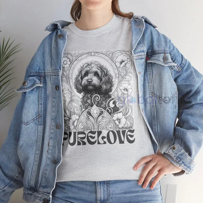 Strawberry Cavapoo (Cavoodle) Vintage Unisex Cotton Tee for Dog Lovers (Black & White) T-Shirt