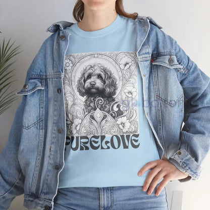 Strawberry Cavapoo (Cavoodle) Vintage Unisex Cotton Tee for Dog Lovers (Black & White) T-Shirt