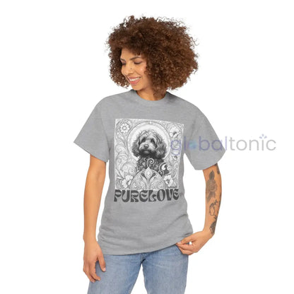 Strawberry Cavapoo (Cavoodle) Vintage Unisex Cotton Tee for Dog Lovers (Black & White) T-Shirt
