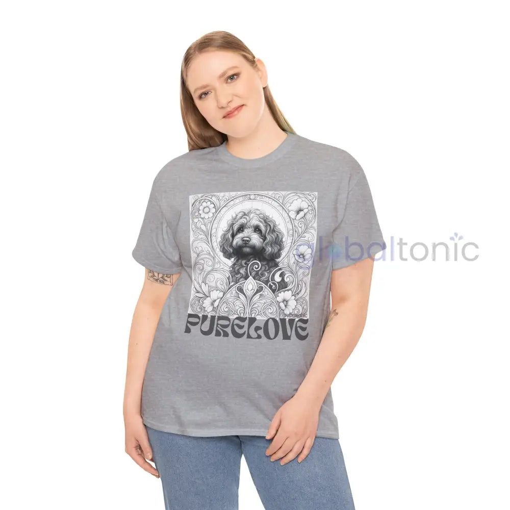 Strawberry Cavapoo (Cavoodle) Vintage Unisex Cotton Tee for Dog Lovers (Black & White) T-Shirt