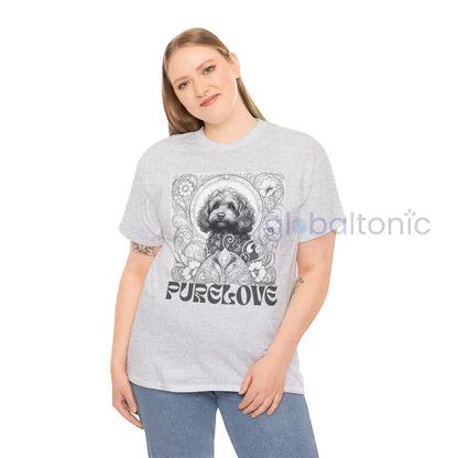 Strawberry Cavapoo (Cavoodle) Vintage Unisex Cotton Tee for Dog Lovers (Black & White) T-Shirt