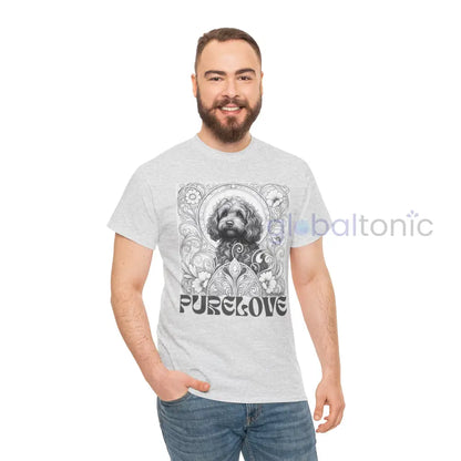 Strawberry Cavapoo (Cavoodle) Vintage Unisex Cotton Tee for Dog Lovers (Black & White) T-Shirt