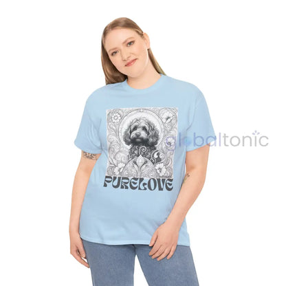 Strawberry Cavapoo (Cavoodle) Vintage Unisex Cotton Tee for Dog Lovers (Black & White) T-Shirt