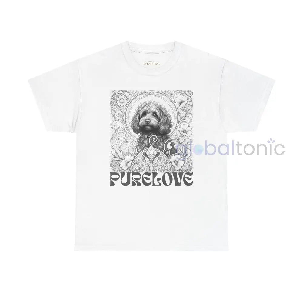Strawberry Cavapoo (Cavoodle) Vintage Unisex Cotton Tee for Dog Lovers (Black & White) T-Shirt