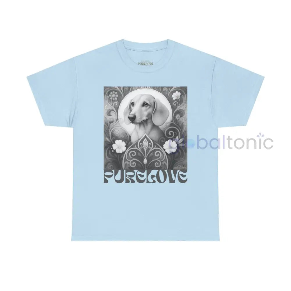 Tan Dachshund Shorthair Vintage Unisex Cotton Tee for Dog Lovers (Black & White) Light Blue / S T-Shirt
