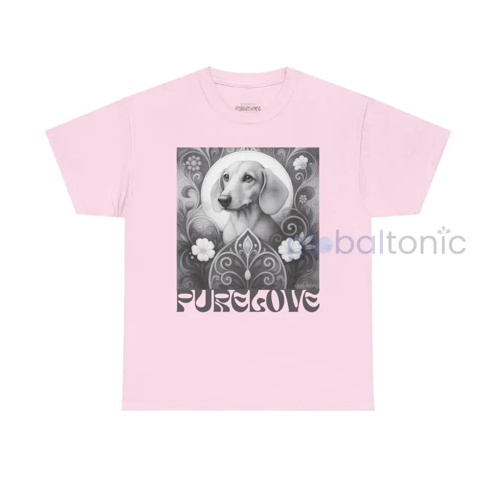 Tan Dachshund Shorthair Vintage Unisex Cotton Tee for Dog Lovers (Black & White) Light Pink / S T-Shirt