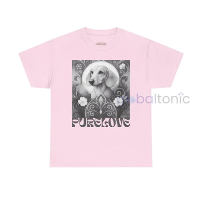 Tan Dachshund Shorthair Vintage Unisex Cotton Tee for Dog Lovers (Black & White) Light Pink / S T-Shirt
