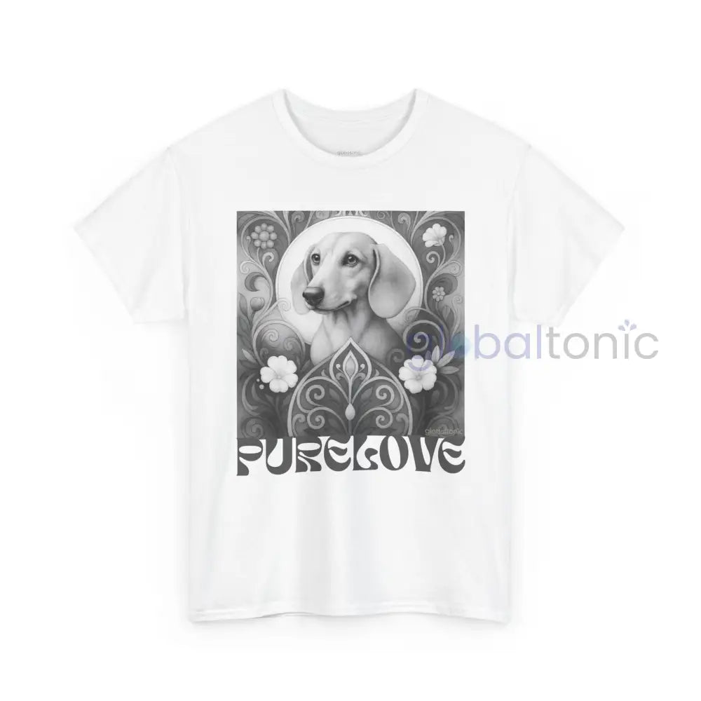 Tan Dachshund Shorthair Vintage Unisex Cotton Tee for Dog Lovers (Black & White) White / S T-Shirt