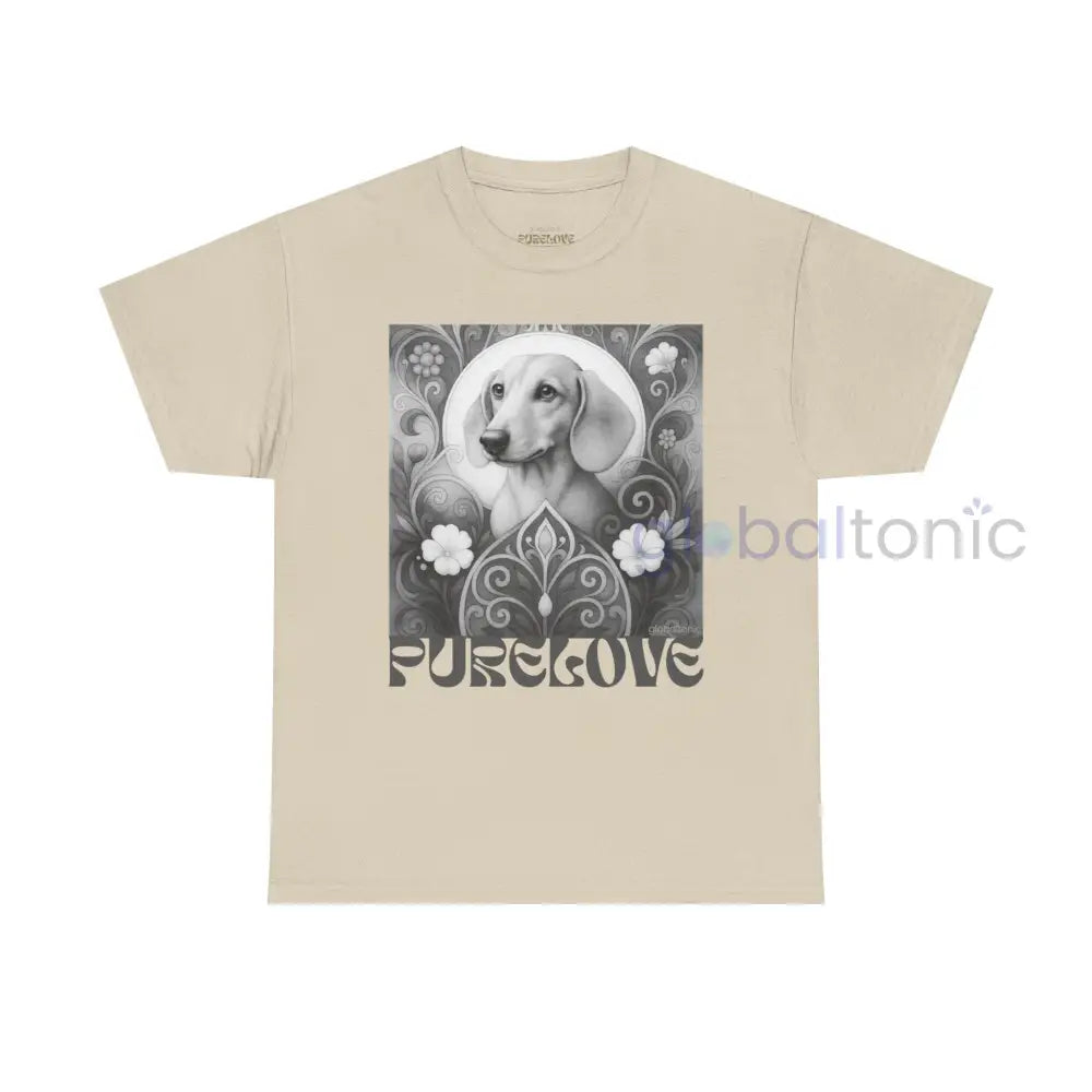 Tan Dachshund Shorthair Vintage Unisex Cotton Tee for Dog Lovers (Black & White) Sand / S T-Shirt