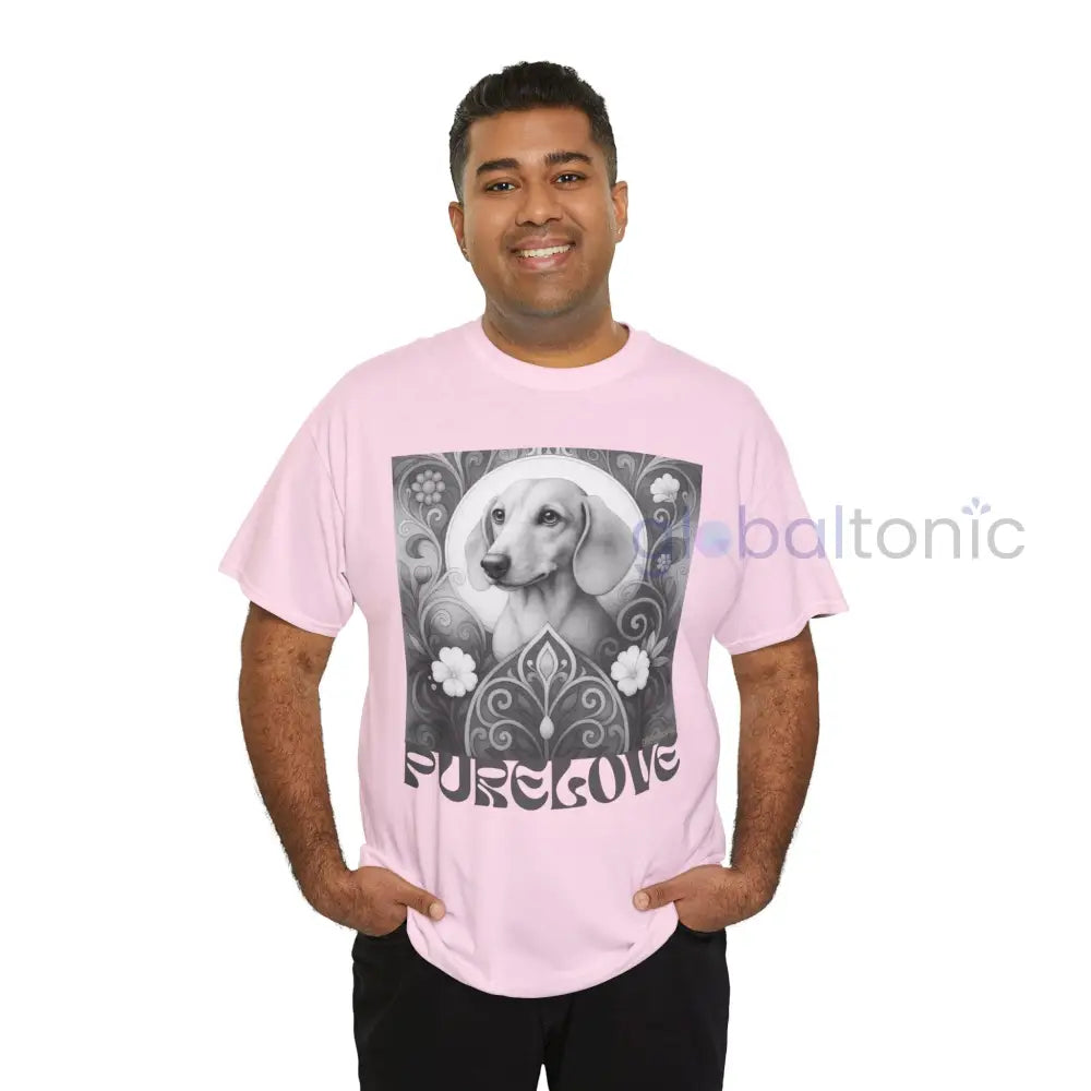 Tan Dachshund Shorthair Vintage Unisex Cotton Tee for Dog Lovers (Black & White) T-Shirt