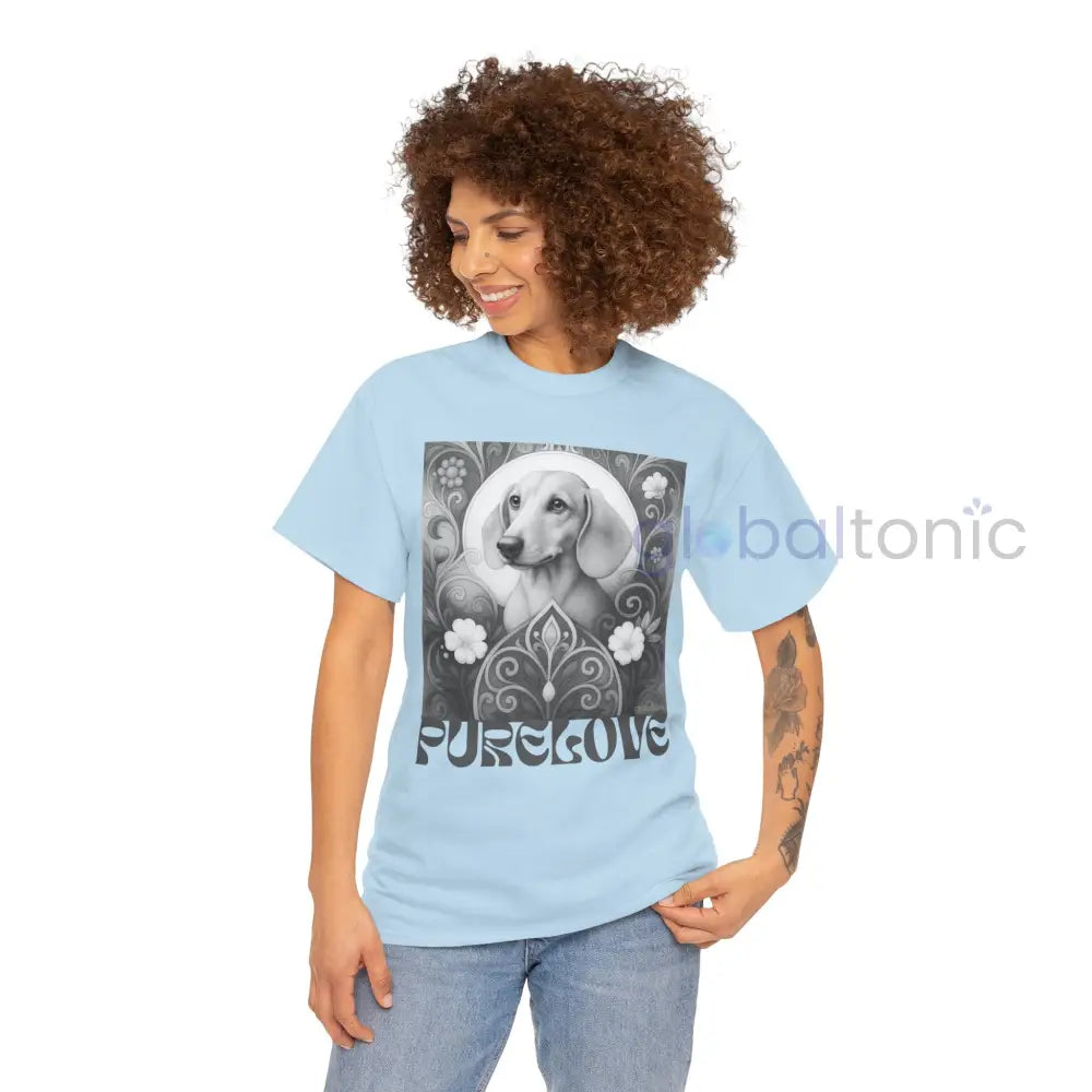 Tan Dachshund Shorthair Vintage Unisex Cotton Tee for Dog Lovers (Black & White) T-Shirt