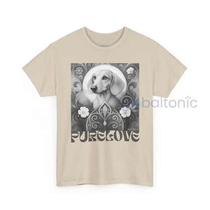 Tan Dachshund Shorthair Vintage Unisex Cotton Tee for Dog Lovers (Black & White) T-Shirt