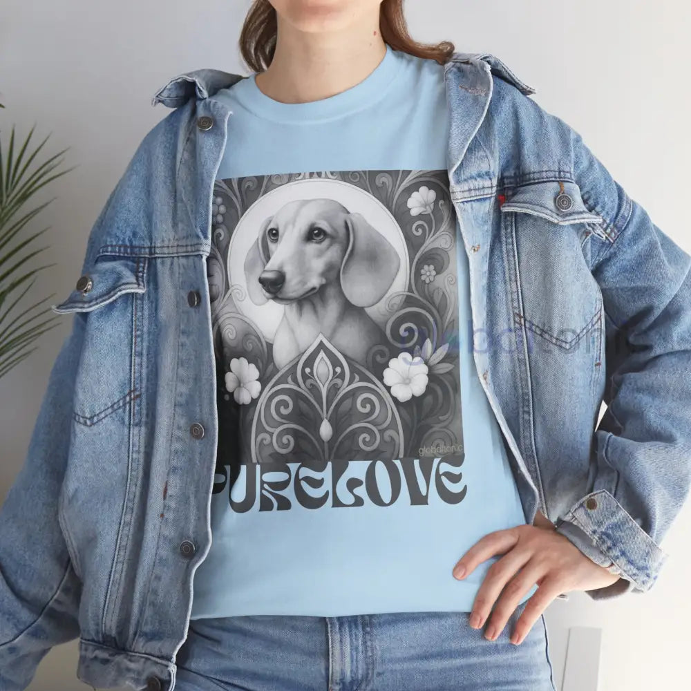 Tan Dachshund Shorthair Vintage Unisex Cotton Tee for Dog Lovers (Black & White) T-Shirt