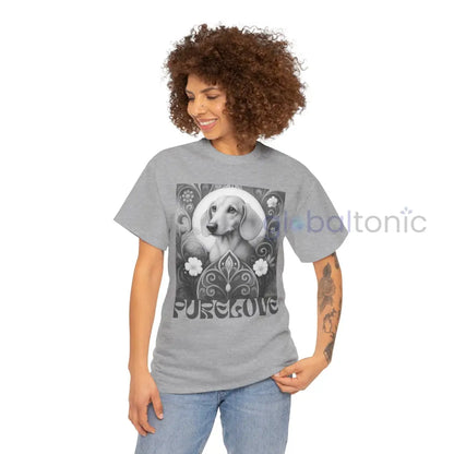 Tan Dachshund Shorthair Vintage Unisex Cotton Tee for Dog Lovers (Black & White) T-Shirt