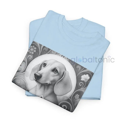 Tan Dachshund Shorthair Vintage Unisex Cotton Tee for Dog Lovers (Black & White) T-Shirt