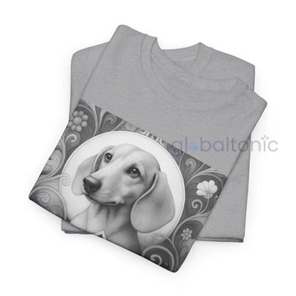 Tan Dachshund Shorthair Vintage Unisex Cotton Tee for Dog Lovers (Black & White) T-Shirt