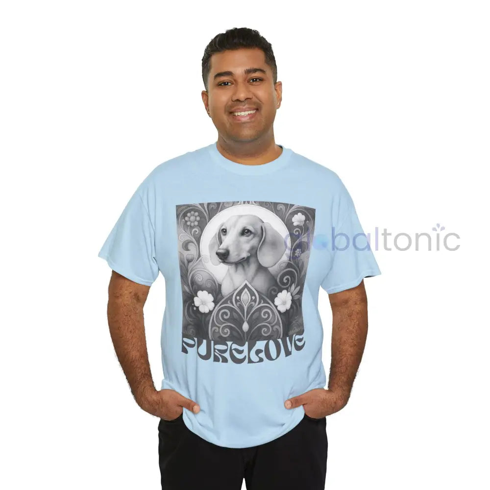 Tan Dachshund Shorthair Vintage Unisex Cotton Tee for Dog Lovers (Black & White) T-Shirt