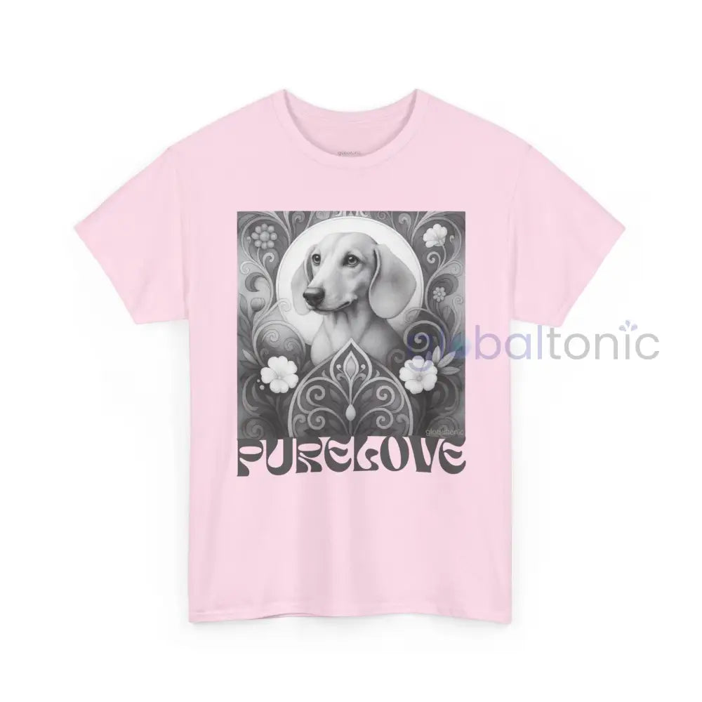 Tan Dachshund Shorthair Vintage Unisex Cotton Tee for Dog Lovers (Black & White) T-Shirt