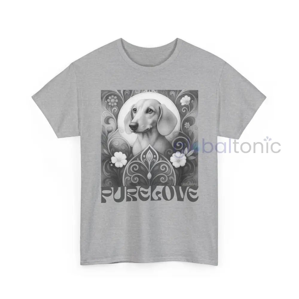 Tan Dachshund Shorthair Vintage Unisex Cotton Tee for Dog Lovers (Black & White) T-Shirt