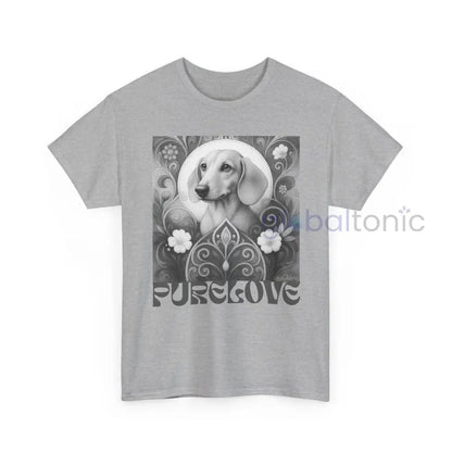 Tan Dachshund Shorthair Vintage Unisex Cotton Tee for Dog Lovers (Black & White) T-Shirt