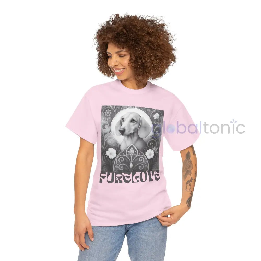 Tan Dachshund Shorthair Vintage Unisex Cotton Tee for Dog Lovers (Black & White) T-Shirt