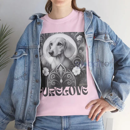 Tan Dachshund Shorthair Vintage Unisex Cotton Tee for Dog Lovers (Black & White) T-Shirt