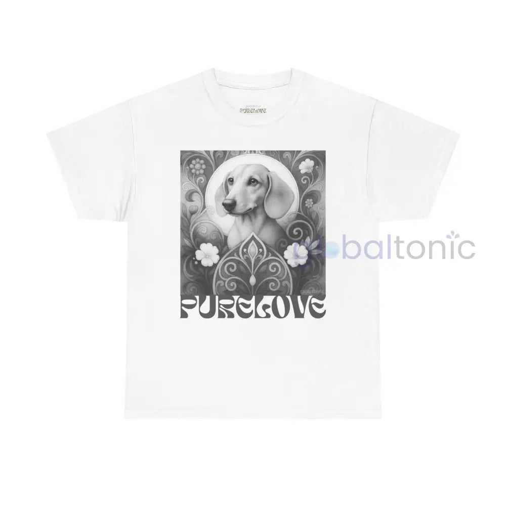 Tan Dachshund Shorthair Vintage Unisex Cotton Tee for Dog Lovers (Black & White) T-Shirt