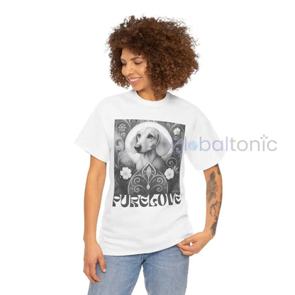 Tan Dachshund Shorthair Vintage Unisex Cotton Tee for Dog Lovers (Black & White) T-Shirt