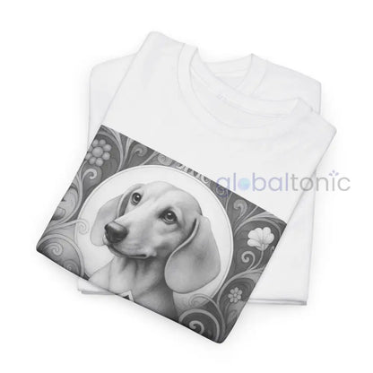 Tan Dachshund Shorthair Vintage Unisex Cotton Tee for Dog Lovers (Black & White) T-Shirt