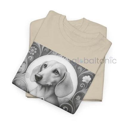 Tan Dachshund Shorthair Vintage Unisex Cotton Tee for Dog Lovers (Black & White) T-Shirt