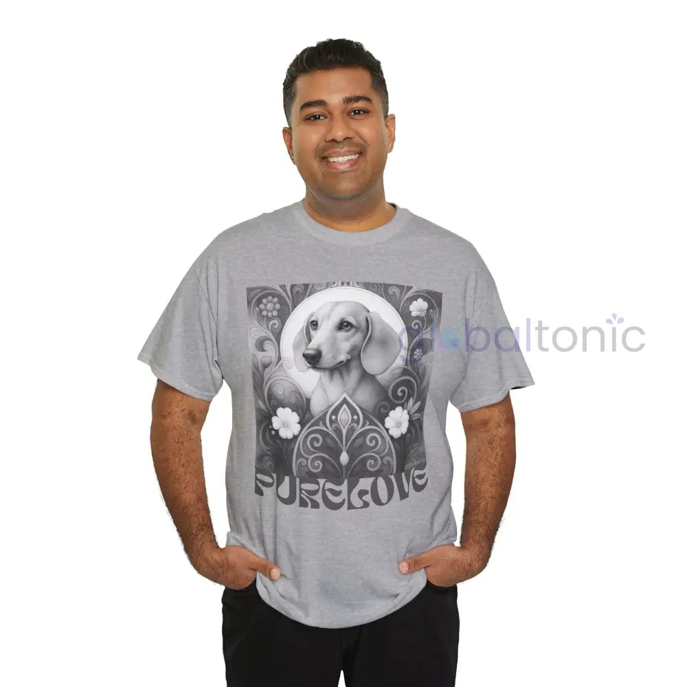 Tan Dachshund Shorthair Vintage Unisex Cotton Tee for Dog Lovers (Black & White) T-Shirt