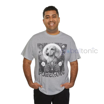 Tan Dachshund Shorthair Vintage Unisex Cotton Tee for Dog Lovers (Black & White) T-Shirt