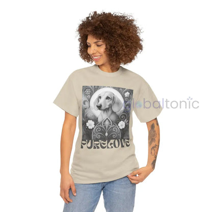 Tan Dachshund Shorthair Vintage Unisex Cotton Tee for Dog Lovers (Black & White) T-Shirt