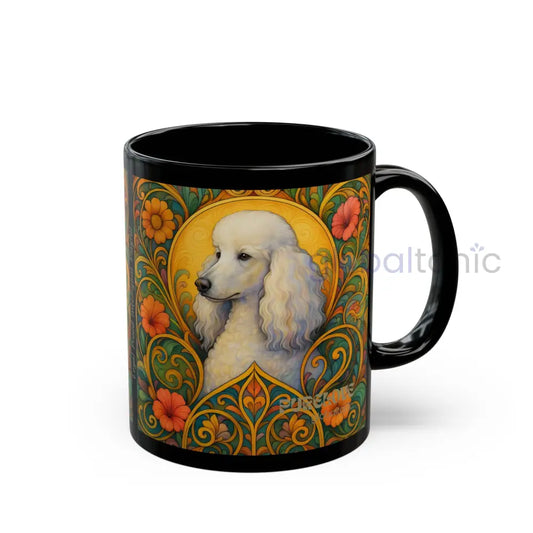 White Poodle Dog Black Mug – Vintage Pet Themed Cup for Gifts & Home Decor 11oz Mug