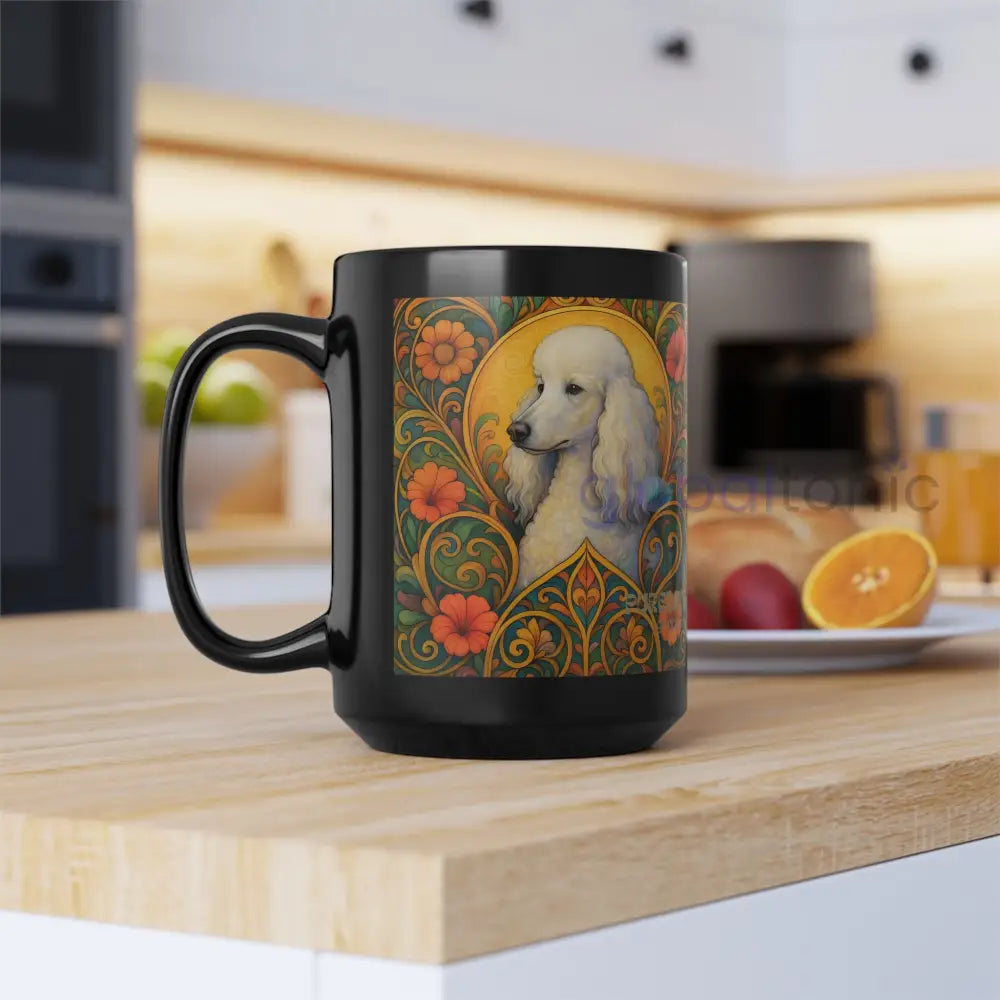 White Poodle Dog Black Mug – Vintage Pet Themed Cup for Gifts & Home Decor Mug