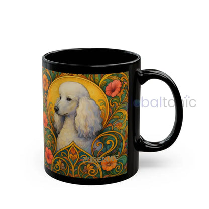 White Poodle Dog Black Mug – Vintage Pet Themed Cup for Gifts & Home Decor Mug