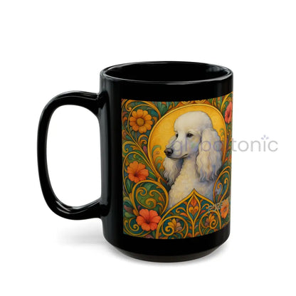 White Poodle Dog Black Mug – Vintage Pet Themed Cup for Gifts & Home Decor Mug