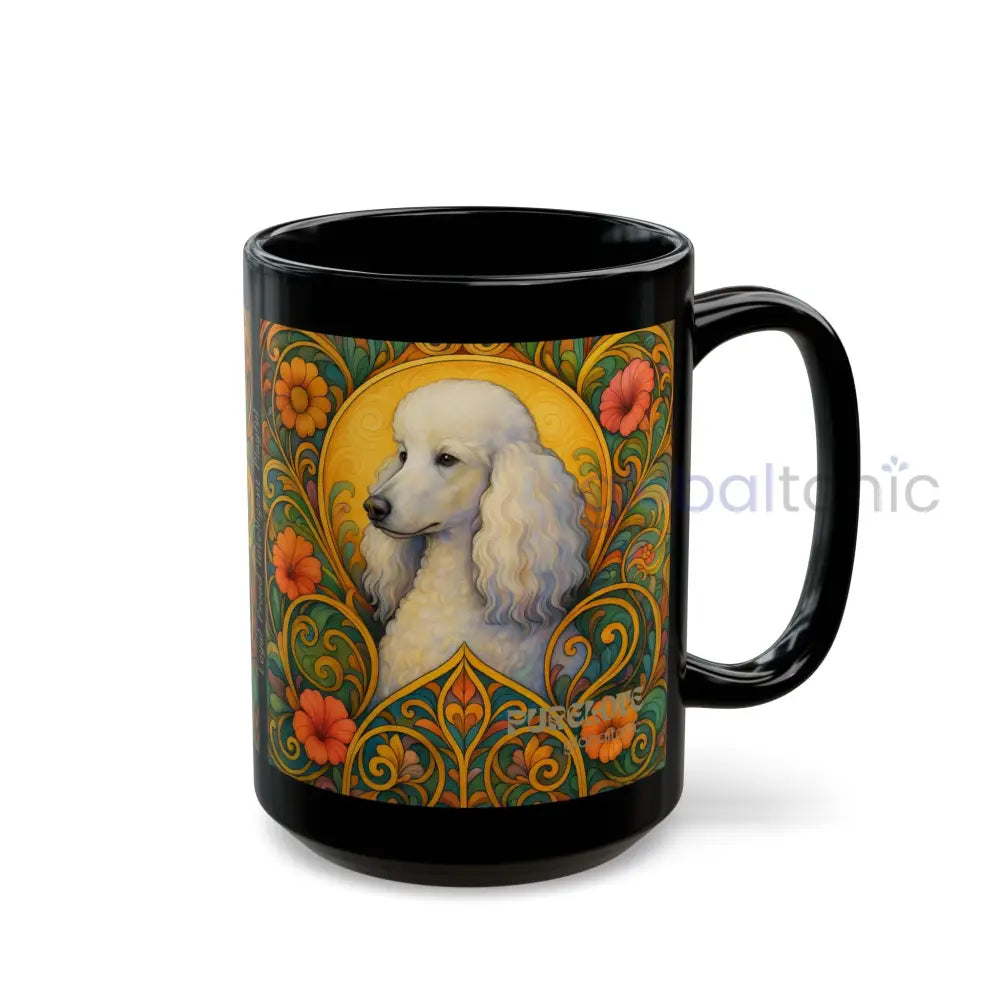 White Poodle Dog Black Mug – Vintage Pet Themed Cup for Gifts & Home Decor Mug