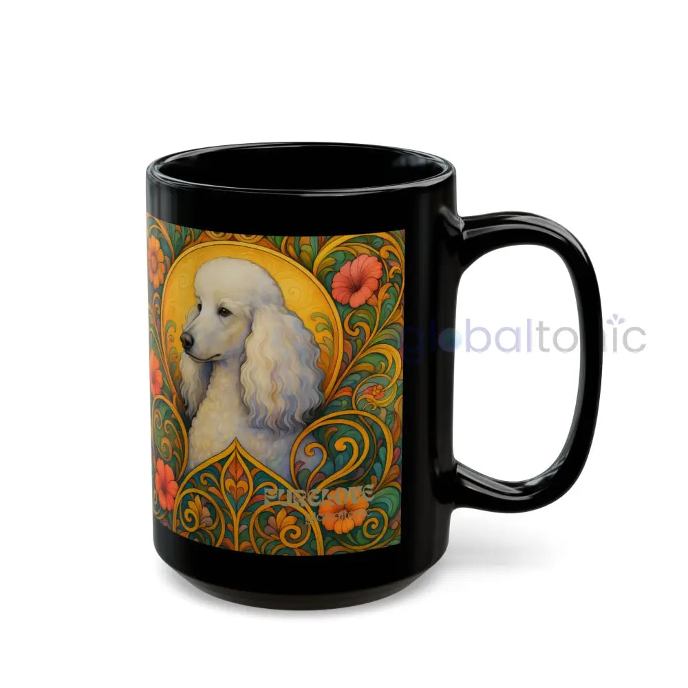 White Poodle Dog Black Mug – Vintage Pet Themed Cup for Gifts & Home Decor Mug
