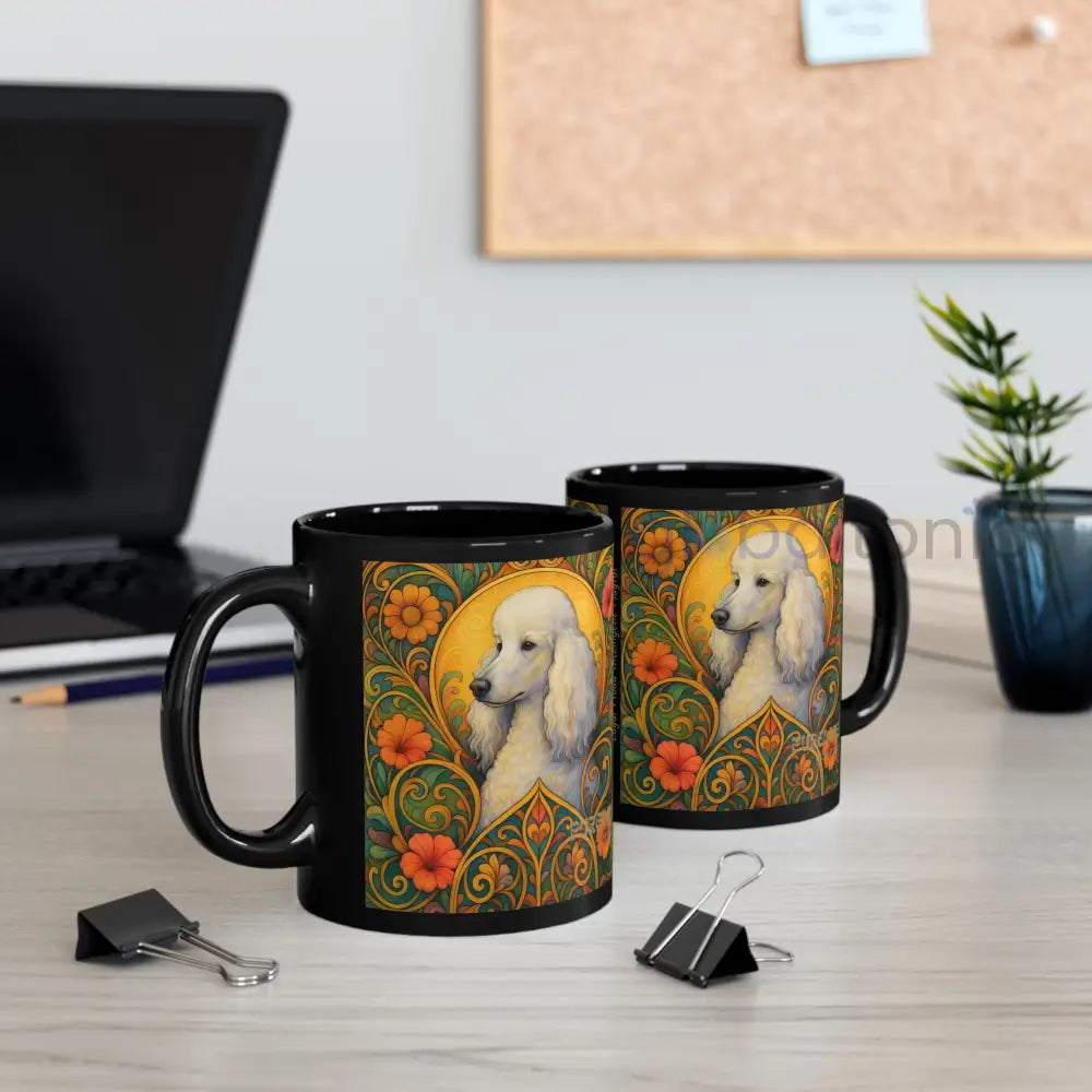 White Poodle Dog Black Mug – Vintage Pet Themed Cup for Gifts & Home Decor Mug