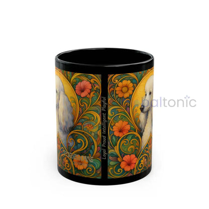 White Poodle Dog Black Mug – Vintage Pet Themed Cup for Gifts & Home Decor Mug