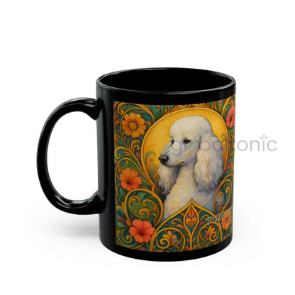 White Poodle Dog Black Mug – Vintage Pet Themed Cup for Gifts & Home Decor Mug