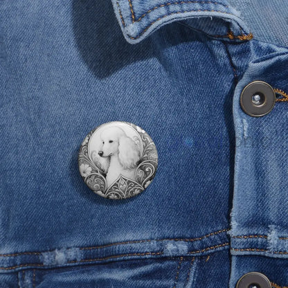 White Poodle Dog Pin Button (Black and White) - Vintage Design Gift for Dog Lovers Accessories