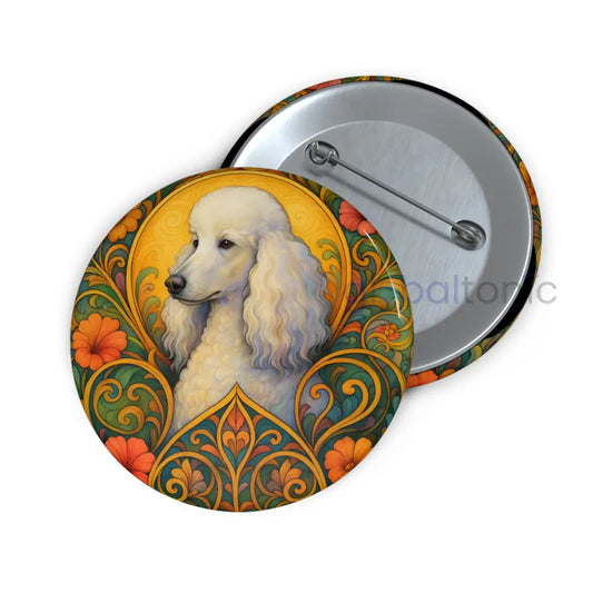 White Poodle Dog Pin Button - Vintage Design Gift for Dog Lovers & Pet Owners 2.25’’ Accessories