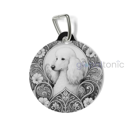 White Poodle Dog Tag (Black & White) - Vintage Design Gift for Dog Lovers & Pet Owners 1’’ Pets